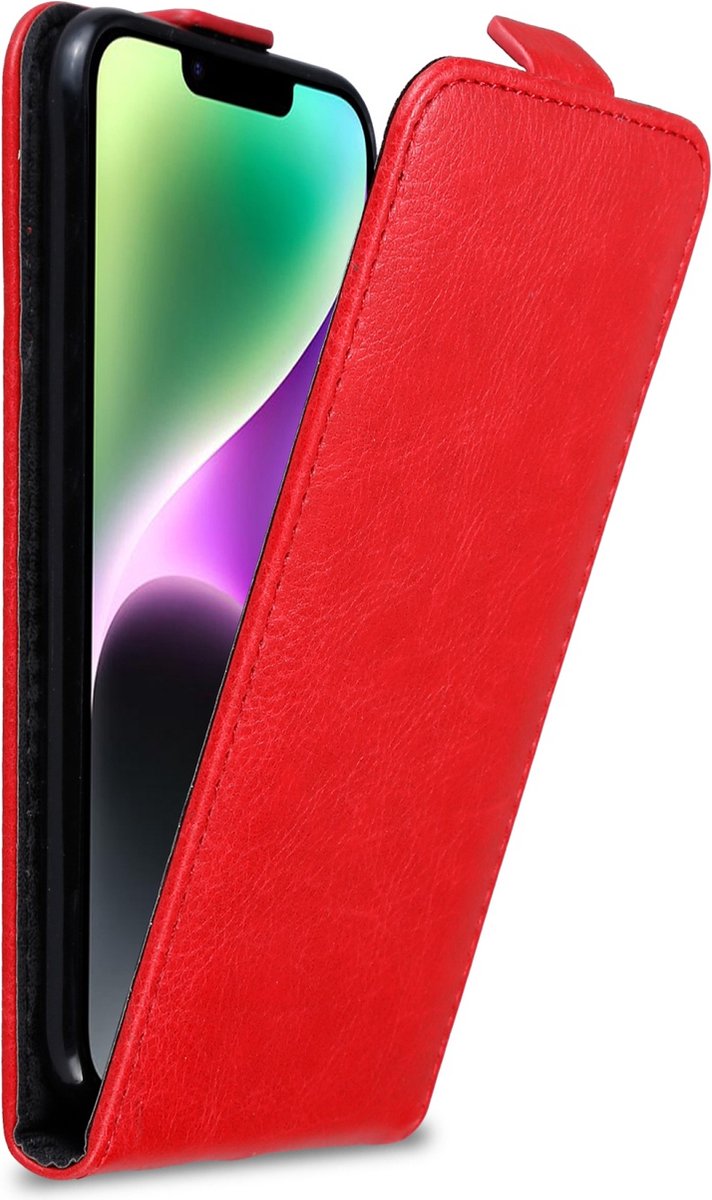 Cadorabo Hoesje geschikt voor Apple iPhone 14 in APPEL ROOD - Beschermhoes in flip design Case Cover met magnetische sluiting