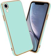 Cadorabo Hoesje geschikt voor Apple iPhone XR in Glossy Mintgroen - Goud - Beschermhoes Case Cover van flexibel TPU-silicone en met camerabescherming