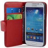 Cadorabo Hoesje geschikt voor Samsung Galaxy S4 MINI in CHILI ROOD - Beschermhoes van glad imitatieleer en kaartvakje Book Case Cover Etui