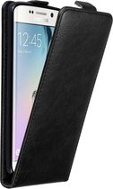 Cadorabo Hoesje geschikt voor Samsung Galaxy S6 EDGE in ZWARTE NACHT - Beschermhoes in flip design Case Cover met magnetische sluiting