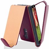 Cadorabo Hoesje geschikt voor LG G2 in BORDEAUX PAARS - Beschermhoes in flip-design Case Cover van getextureerd imitatieleer