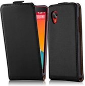 Cadorabo Hoesje geschikt voor LG Google NEXUS 5 in KAVIAAR ZWART - Beschermhoes Case Cover in flip-design, gemaakt van glad kunstleder