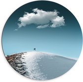 Dibond Muurcirkel - Sneeuwgebergte - 60x60 cm Foto op Aluminium Muurcirkel (met ophangsysteem)