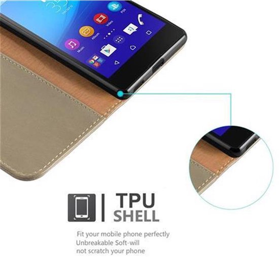 Coque Cadorabo pour Sony Xperia M5 en CAPPUCCINO BROWN - Coque de protection avec fermeture magnétique
