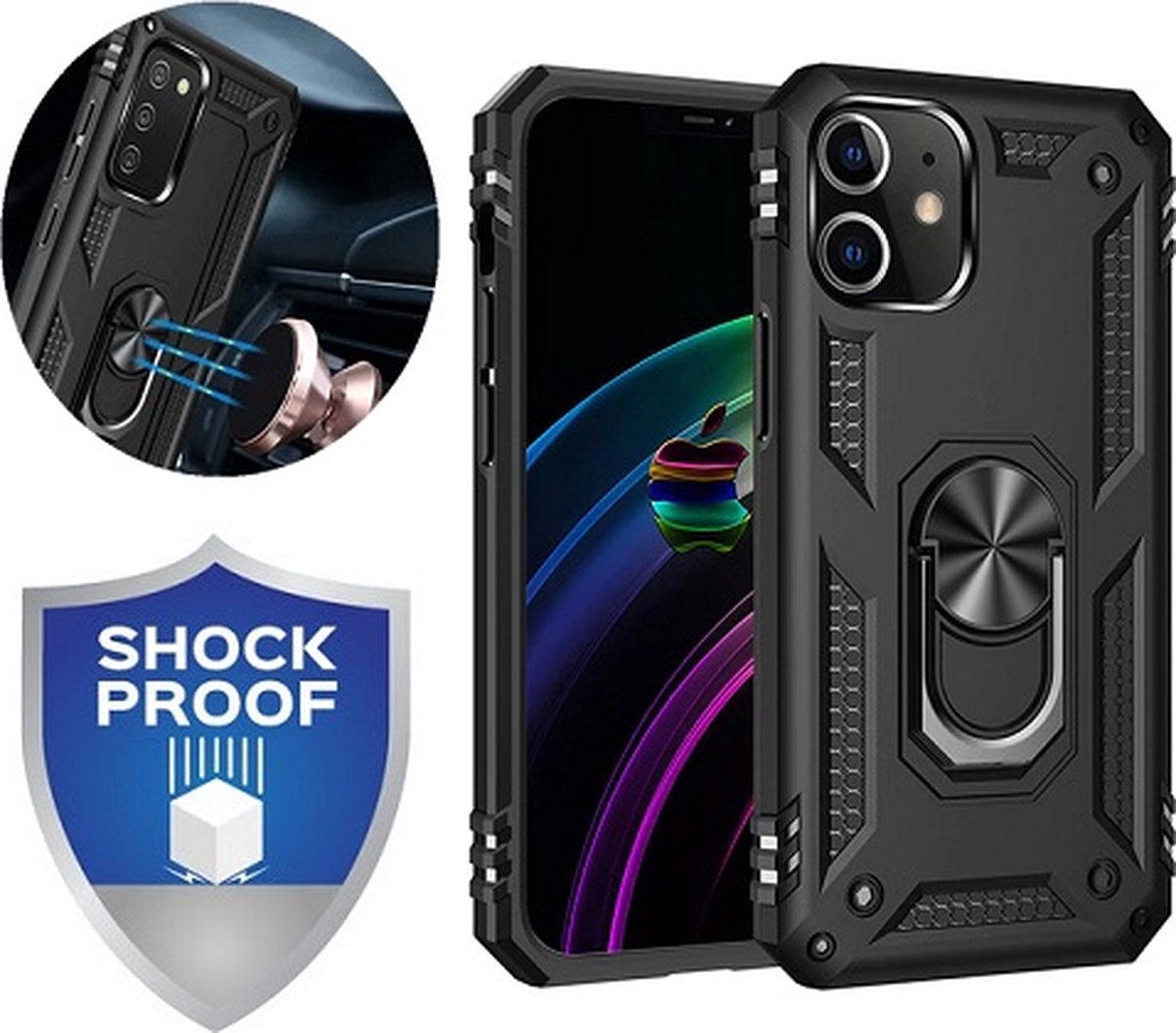 iPhone 11 Hybrid Armor Anti Shock Hoesje Zwart