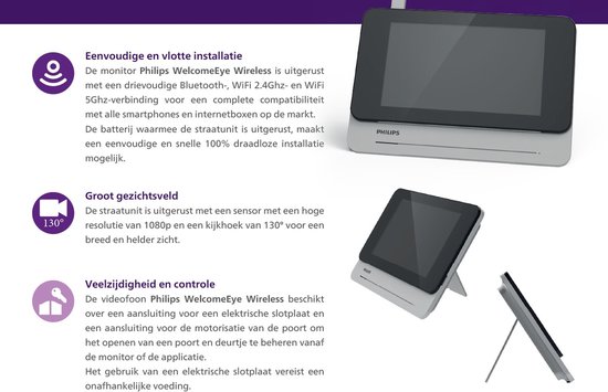 Philips videodeurbel WelcomeEye Wireless draadloos - te koppelen met smartphone van Philips — afbeelding 3
