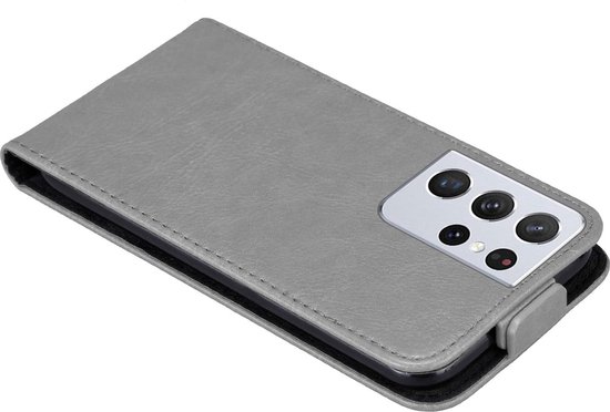 Coque Cadorabo pour Samsung Galaxy S21 ULTRA en GRIS TITANE - Coque de protection au design rabattable avec fermeture magnétique