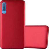Cadorabo Hoesje geschikt voor Samsung Galaxy A7 2018 in METALLIC ROOD - Beschermhoes gemaakt van flexibel TPU silicone Case Cover