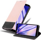 Cadorabo Hoesje geschikt voor Samsung Galaxy A6 2018 in ROSE GOUD ZWART - Beschermhoes met magnetische sluiting, standfunctie en kaartvakje Book Case Cover Etui
