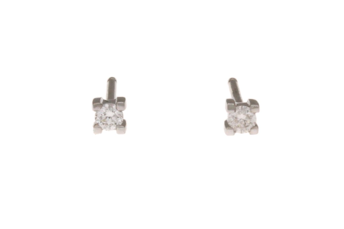 Witgouden oorknoppen 14 krt - diamant - EPDA-4409-x2 - uitverkoop