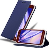 Cadorabo Hoesje geschikt voor Samsung Galaxy S5 ACTIVE in CLASSY DONKER BLAUW - Beschermhoes met magnetische sluiting, standfunctie en kaartvakje Book Case Cover Etui