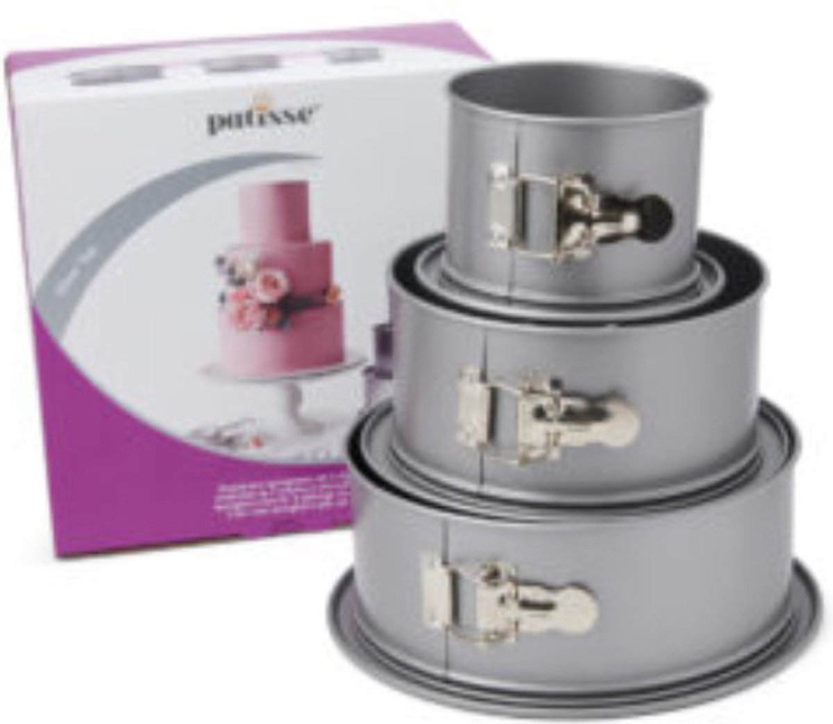 Patisse -Springvorm 3 Delige set Stapeltaart - Silver top