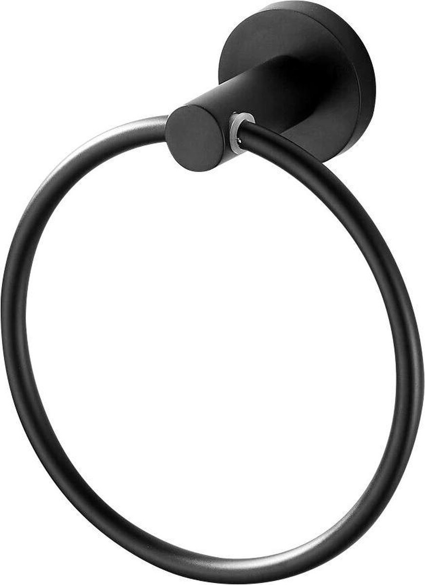 Handdoekring - Zwart - Handdoekhouder - Handdoekrek - Rond - Badkamer - Keuken - Design - Luxe