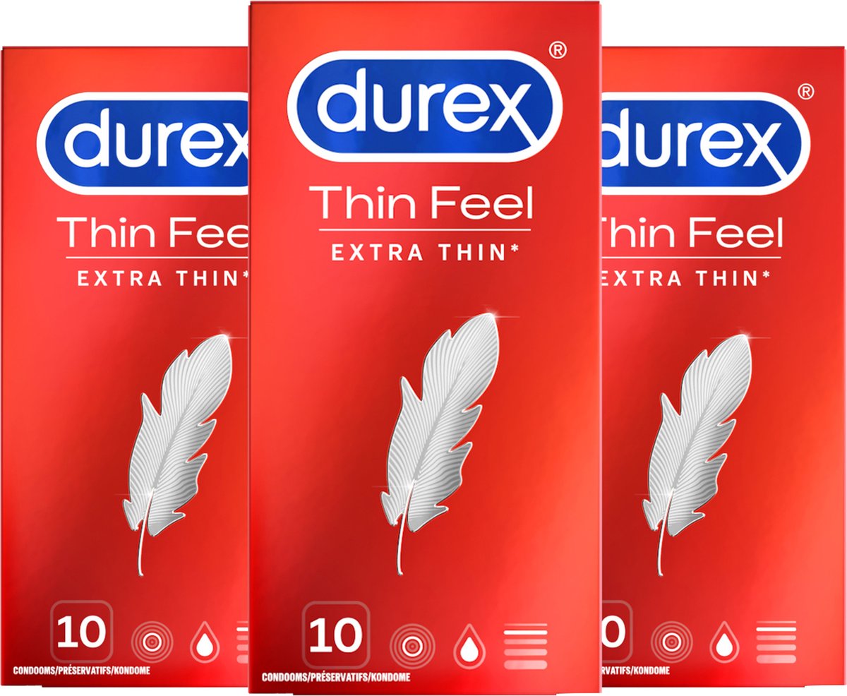 Bol.com Durex - Condooms - Thin Feel - Extra Thin - 3x 10 stuks aanbieding