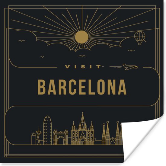 stad overal Rode datum Stadsaanzicht Barcelona - wit poster papier 75x75 cm - Foto print op Poster...  | bol.com