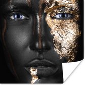 Poster Goud - Vrouw - Zwart - 50x50 cm