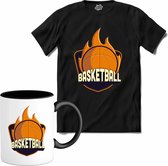 Basketball | Basketbal - Sport - Basketball - T-Shirt met mok - Unisex - Zwart - Maat 4XL