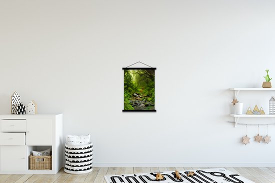 Porte-affiche avec affiche - Affiche scolaire - Nature - Water - Jungle - Forêt - Tropical - 40x53 cm - Lattes noires