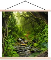 Posterhanger incl. Poster - Schoolplaat - Natuur - Water - Jungle - Bos - Tropisch - 60x60 cm - Blanke latten