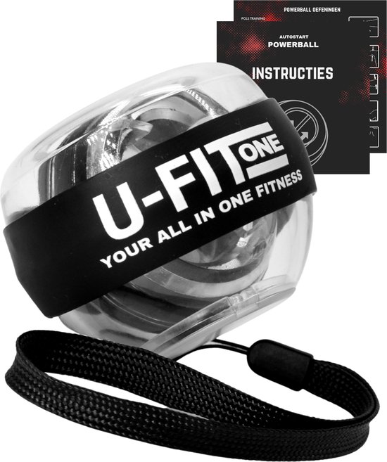 U Fit One Wrist Trainer Ball met Autostart - Handtrainer - Forceball - Pols Trainerball - Spinner - Polstrainer - Stressbal - Zwart