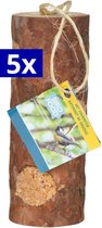 Buten Bird Food gevuld boomstammetje met vet en zaden 5 stuks - Luxe vogelvoer voor in de winter