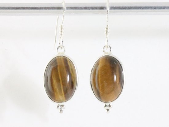 Boucles d'oreilles en argent fin avec oeil de tigre