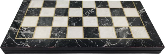 Afbeelding van het spel Groot opklapbaar schaakbord - kleur zwart/wit - maat XL - met houten schaakstukken