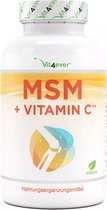 MSM 2000 mg - 365 comprimés - avec vitamine C naturelle d'acérola - sans additifs - approvisionnement 6 mois - dosage élevé - testé en laboratoire - vegan - Vit4ever
