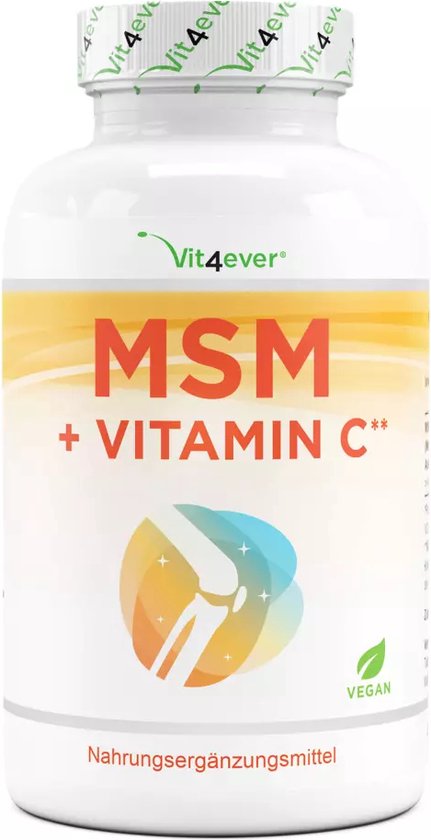 MSM 2000 mg - 365 tabletten - met natuurlijke vitamine C uit acerola - zonder toevoegingen - 6 maanden voorraad - hoge dosering - laboratorium getest - veganistisch - Vit4ever
