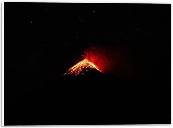 WallClassics - Plaque de Mousse PVC - Éruption Volcanique dans le Noir - Photo 40x30 cm sur Plaque de Mousse PVC (Avec Système d'accrochage)