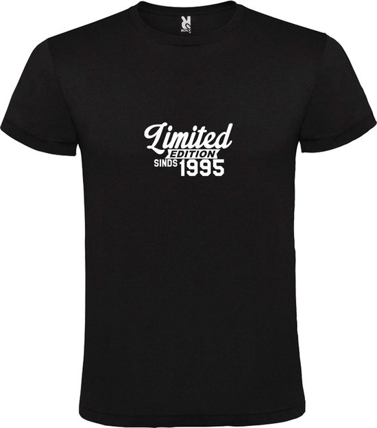 Zwart T-Shirt met “Limited sinds 1995 “ Afbeelding Wit Size L