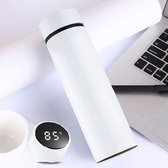 7Mila Slimme witte Drinkfles | Temperatuur meter | Dubbel geïsoleerd RVS | 500 ML Smart thermoskan bottle | Inclusief filter voor smaakjes of thee | Handig en compact!