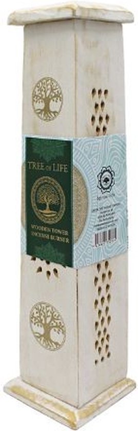 Green Tree Tower Incense Burner White Tree of Life