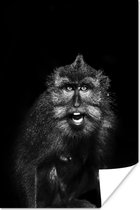 Poster Dierenprofiel makaak in zwart-wit - 80x120 cm
