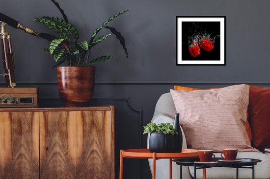 Cadre photo avec affiche - Paprika - Légumes - Nature morte - Water - Rouge - 40x40 cm - Cadre pour affiche - Décorations de Noël - Décoration de Noël pour l'intérieur - Noël