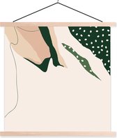 Porte-affiche avec affiche - Affiche scolaire - Feuille - Points - Vert - Abstrait - 40x40 cm - Lattes vierges