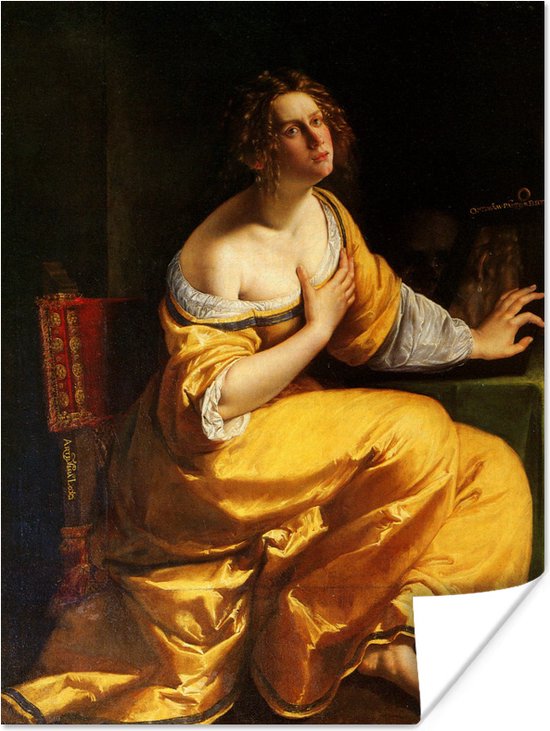 Poster Mary Magdalene Pitti - schilderij van Artemisia Gentileschi