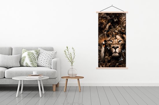 Porte-affiche avec affiche - Affiche scolaire - Animaux - Collage - Papillon - 90x180 cm - lattes vierges