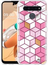LG K41S Hoesje Pink-gold-white Marble - Designed by Cazy