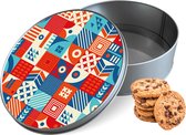Biscuit Tin Modern Abstract Vermillion Round - Boîte de rangement 15x15x5 cm