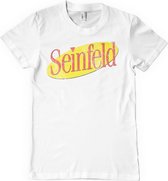 Seinfeld Heren Tshirt -L- Washed Logo Wit