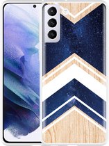 Hoesje Geschikt voor Samsung Galaxy S21+Space wood