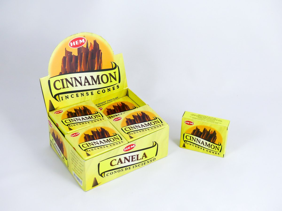 HEM Wierook Kegels / Cones - Kaneel / Cinnamon - Voordeelbox (12 Pakjes / 120 Kegels)