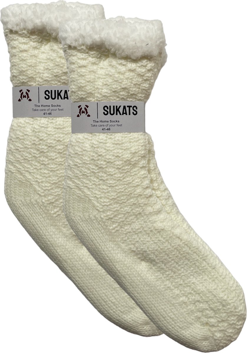 Sukats® Huissokken - Homesocks - Wit - Maat 41-46 - Winter - Warm - Heren