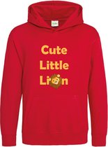 Pixeline Hoodie Cute Little Leeuw rood 1-2 jaar - Leeuw - Pixeline - Trui - Stoer - Dier - Kinderkleding - Hoodie - Dierenprint - Animal - Kleding