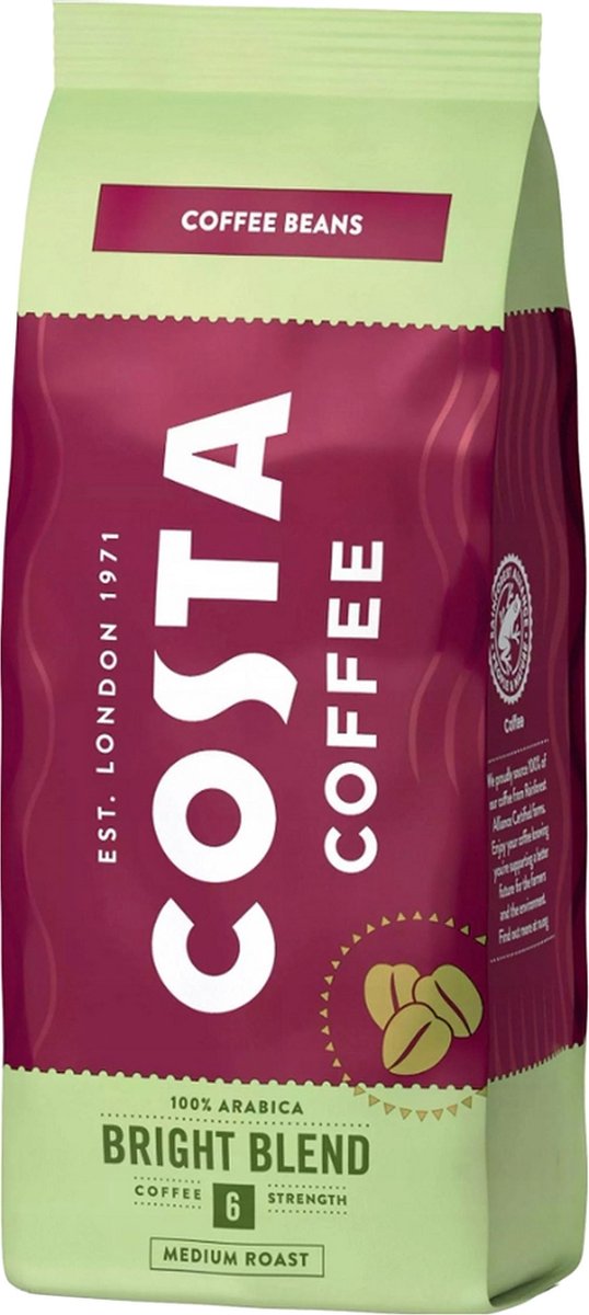 Costa Coffee Bright Koffie Blend Medium Bonen, Koffiebonen 1kg