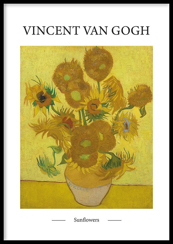 Poster Sunflowers - 30x40 cm - Geschilderd door Vincent van Gogh - Schilderkunst - Beroemde Schilder - Exclusief fotolijst - WALLLL
