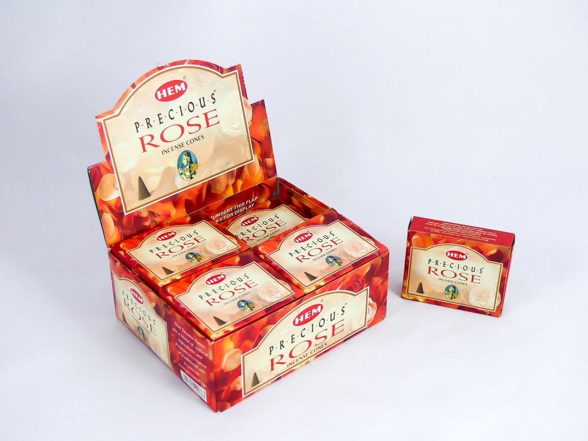 HEM Wierook Kegels / Cones - Roos / Rose (Precious) - Voordeelbox (12 Pakjes / 120 Kegels)