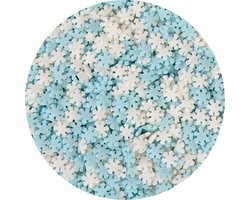 BrandNewCake® Eetbare Taart Confetti Sneuwvlokken Blauw/Wit 50gr - Taartdecoratie Sprinkles - Strooisel - Taartversiering