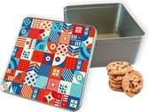 Biscuit Tin Modern Abstract Vermillion Square - Boîte de rangement 20x20x10 cm